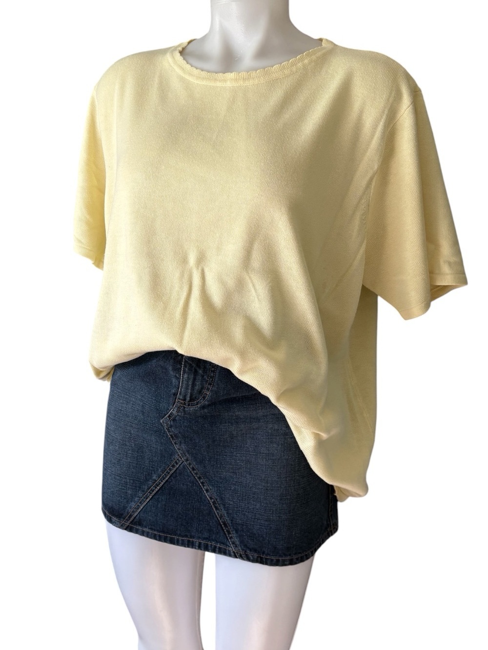 Susan Graver Pale Yellow Short Sleeve Tee